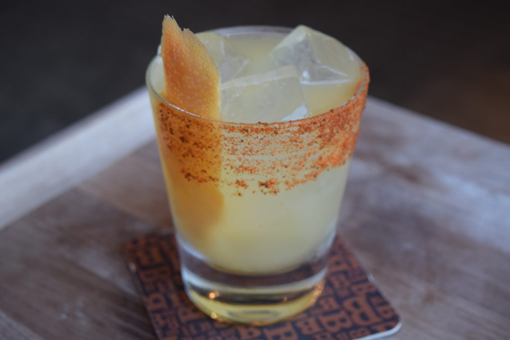 Chesapeake Margarita. Deleon Platinum, lemon, grapefruit, ginger syrup, and yellow chartreuse with an Old Bay rim. Its daring and delicious. 
