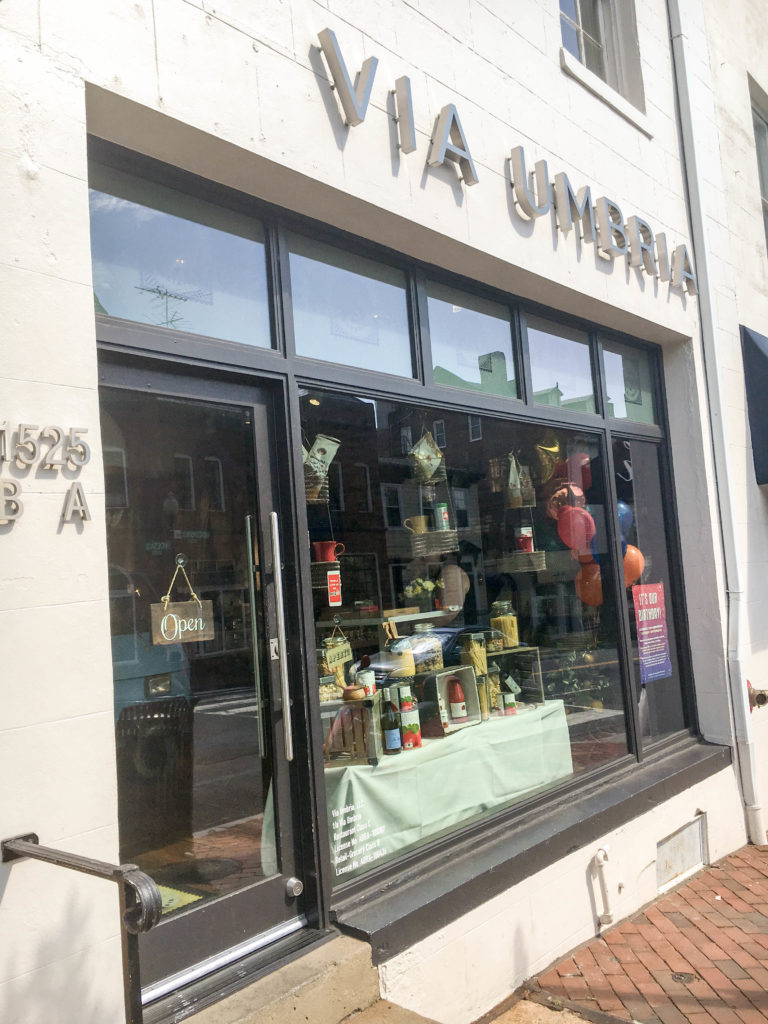 The storefront of Via Umbria in Georgetown, your new neighborhood spot. 