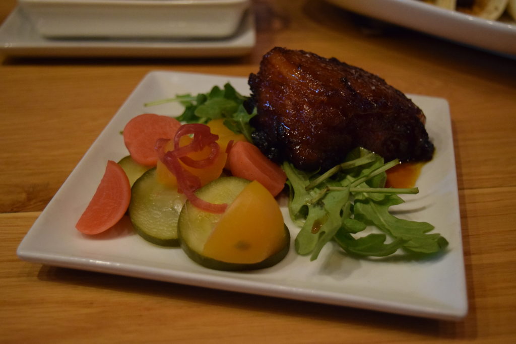 Housemade bacon with an assortment of the chef’s pickled veggies. 